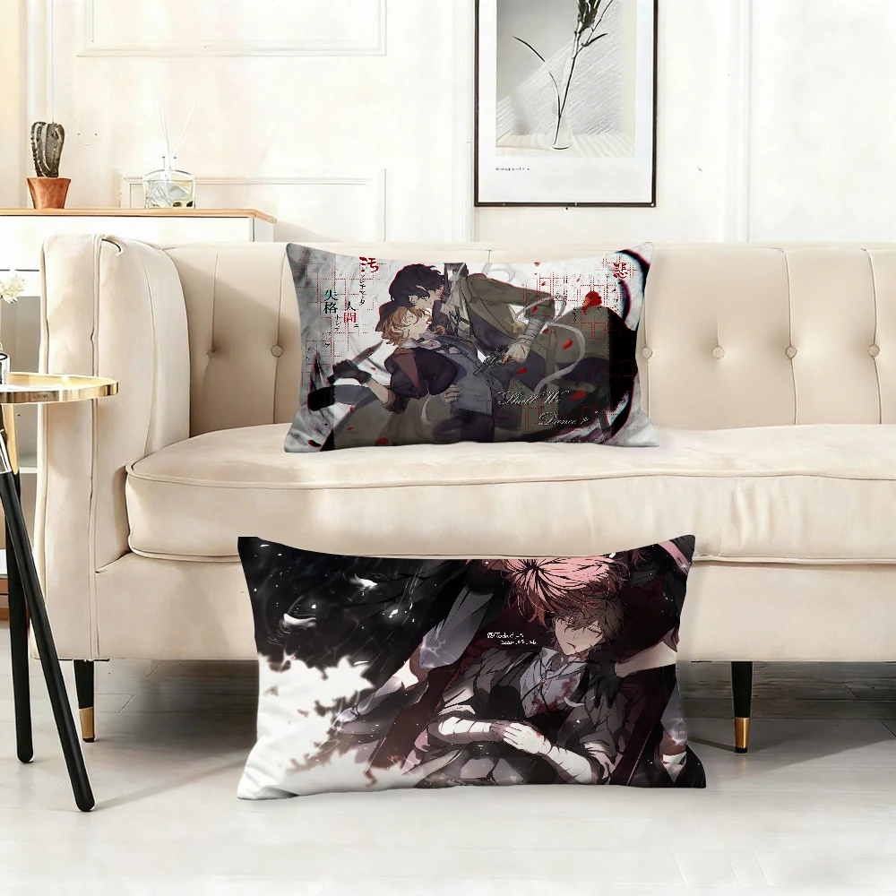 Hot Anime Bungo Stray Dogs Pillow Case Cover Suitable For Sofa Car Cushion Rectangular Back Cushion
