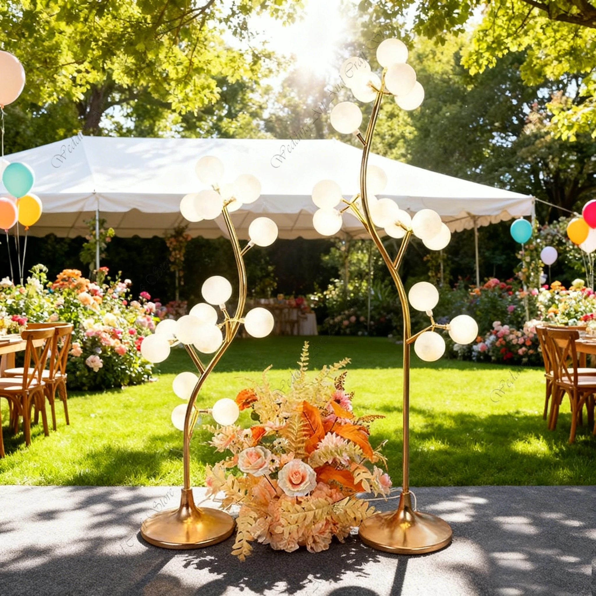 10pcs f30 1.4-1.6M Wedding Backdrop Stage Decorations LED Floor Light Tree Road Guide Glowing Gold Aisle Runner Props ivy551