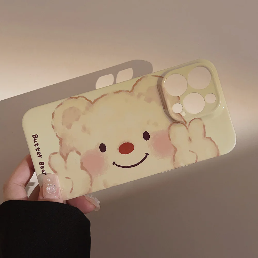 

Милая картина маслом Butter Bear iPhone12 для iPhone15, чехол для телефона iPhone14ProMax, пленка iPhone11, полная упаковка iPhone16, мягкий