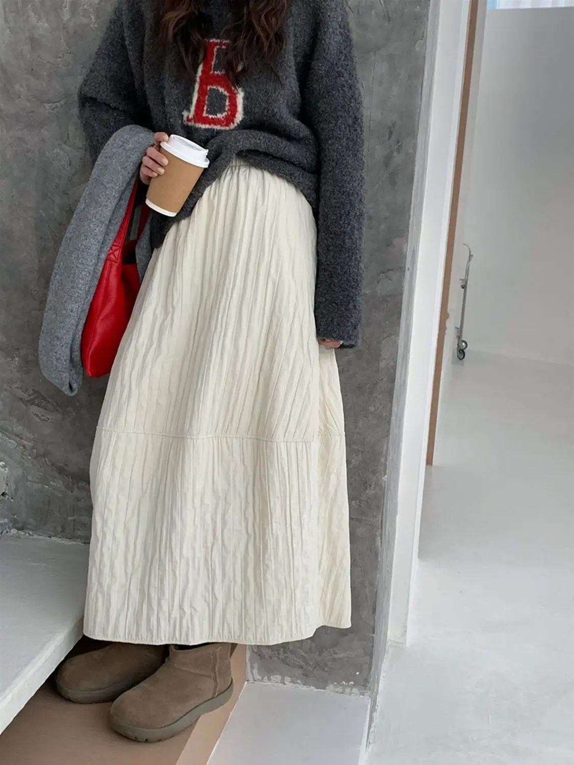 

Весенне-осенняя новая женская юбка средней длины, повседневная свободная юбка трапециевидной формы