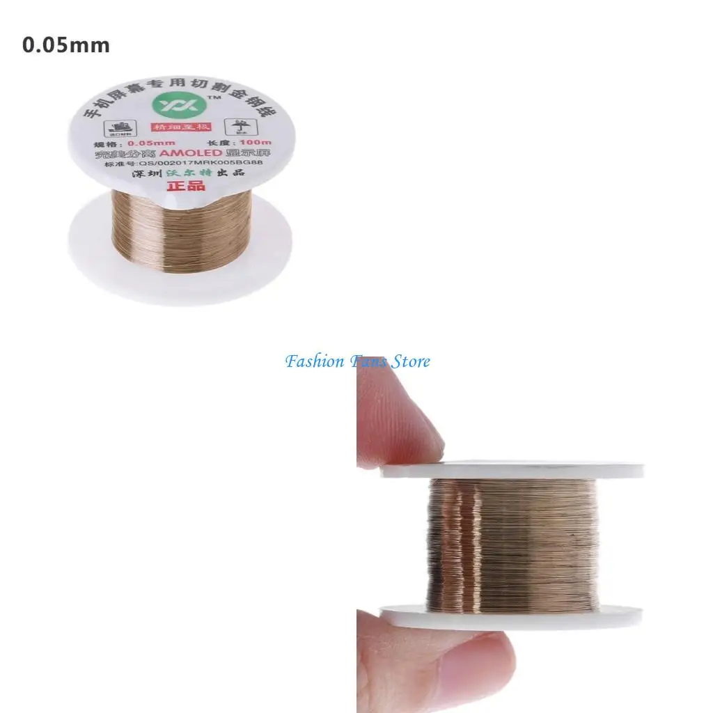 

High Tenacity Cutting Wire Gold Metal Wire Cutting Line LCD Display Screen Separator 0.05/0.06/0.08/0.1mm