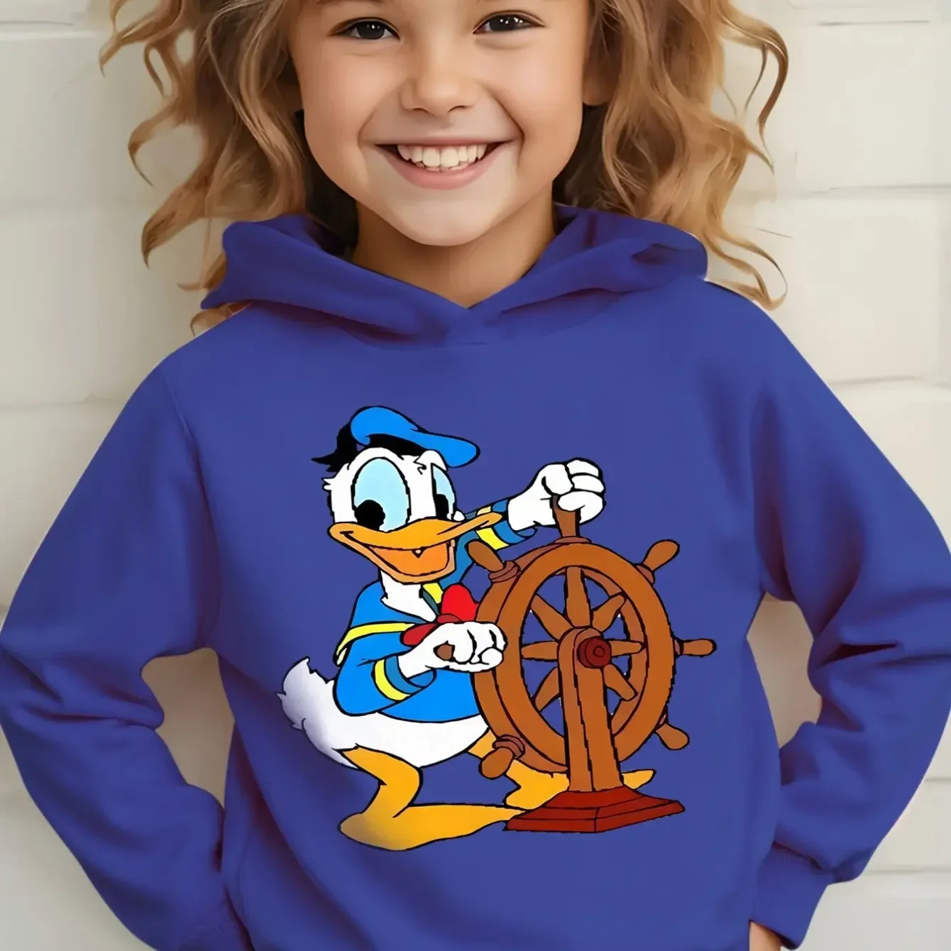 ديزني دونالد داك الخريف الشتاء موضة الاتجاه الأطفال مقنعين البلوز اليومية في الهواء الطلق الرياضة الشارع ملابس علوية فضفاضة غير رسمية