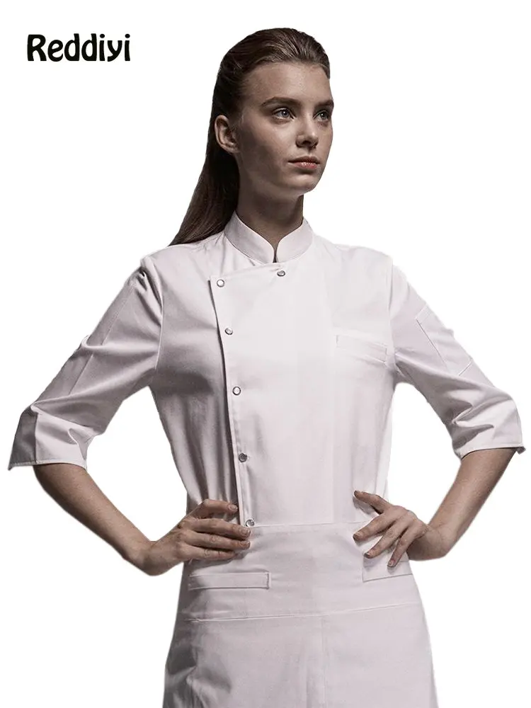 

High Quality Women's Chef Shirt Hotel Restaurant Cook Jacket Catering Services Workwear Kitchen Cooking Coat Bakery Overalls