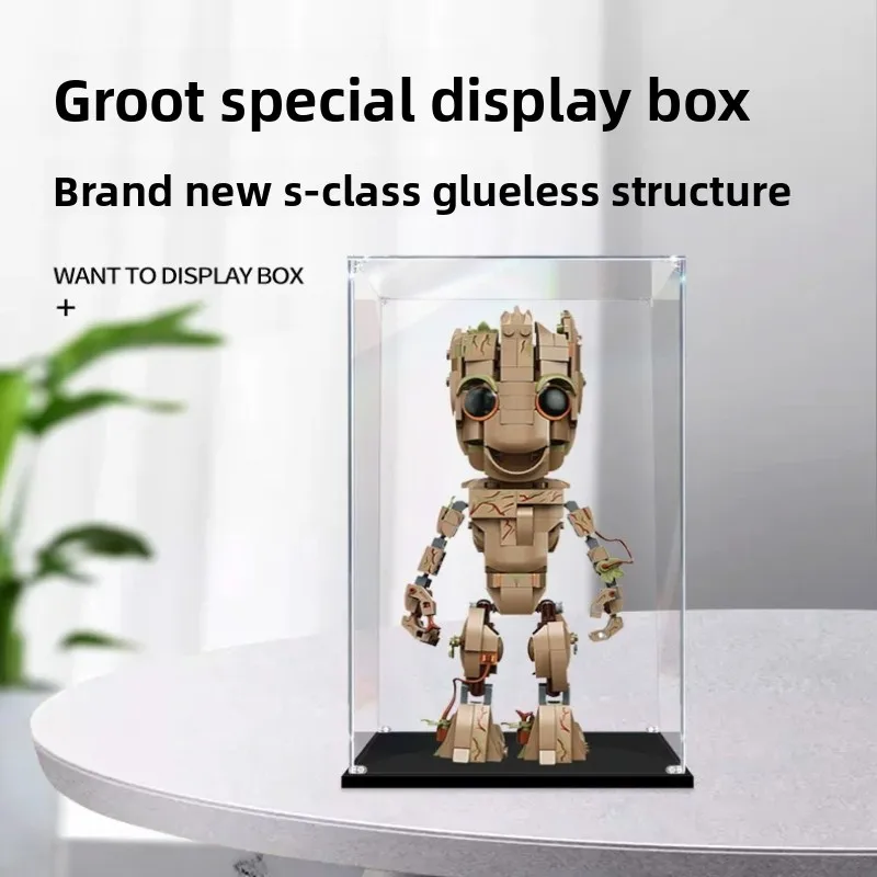 Clear Acrylic Dust Cover Display Storage Box For lego 76217 Marvel Superhero Baby Groot Figure Collection Showcase