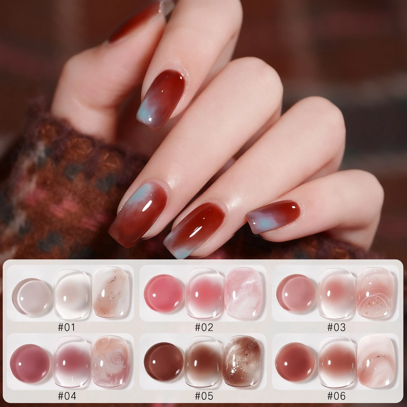 MIANEL 10ML 1-6 pièces Gel vernis à ongles séchant rapidement, série rose, pour salons de manucure, nouveau style 2025, gel de mélange dégradé effet blush