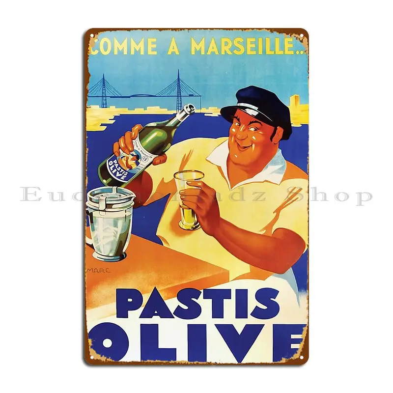 Pastis Olive Classic Vintage Poster Metal Plaque Cinema Wall Printed Cinema Poster Tin Sign Poster