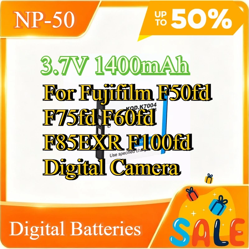 NP-50 Replacement Battery & Charger 3.7V 1400mAh for Fujifilm F50fd F75fd F60fd F85EXR F100fd Digital Camera