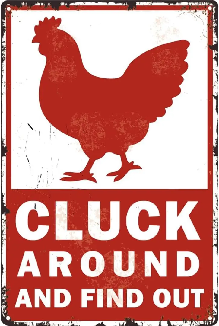 Funny Farmhouse Decor Chicken Coop Accessories Vintage Metal Sign 8 X 12 Inch Rustic Warning Sign for Hen Home Farm Kicthen Gard