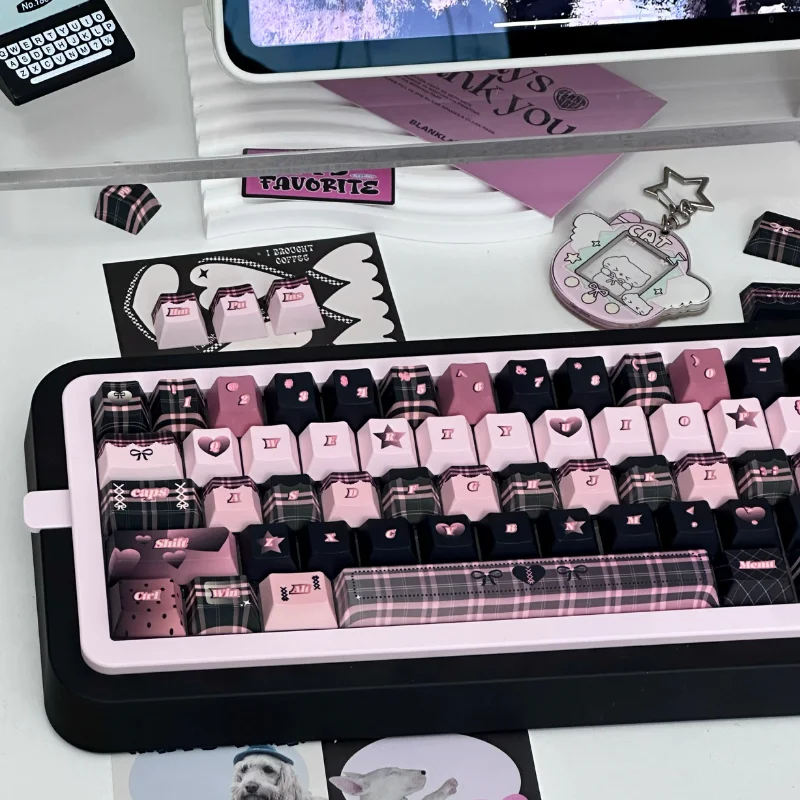 142 مفتاح روك الحبيب أغطية المفاتيح لطيف مفتاح كاب PBT الكرز الشخصي الجانب طباعة Keycap لوحة المفاتيح الميكانيكية Made68 Mad68 Wooting 60