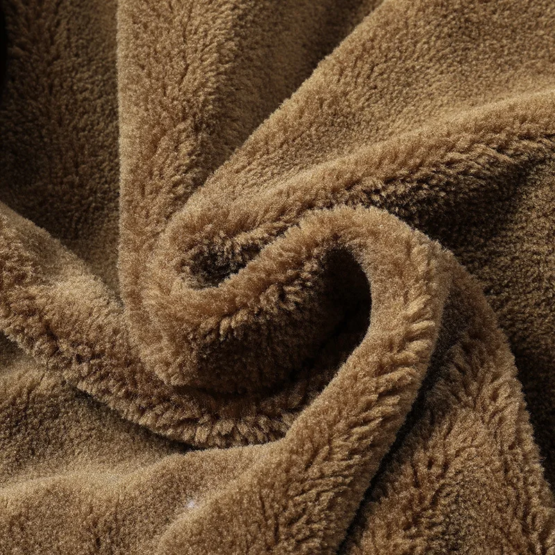 Herren-Fliegerjacke, Winter, dick, mit Fleece gefüttert, Arbeitskleidung, Stil, mehrere Taschen, lockere Passform, lässiger Fliegermantel, warm – Detail 8