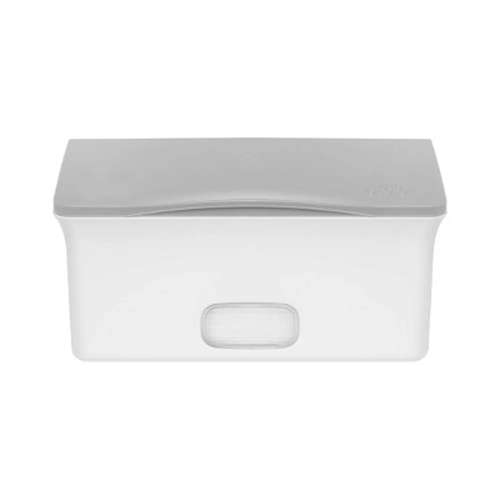 Gray Wipes Dispenser with Weighted Plate Rubber Seal Fresh Baby Wipes Compatible with Diaper Caddies Clear Window Monitor Wipe