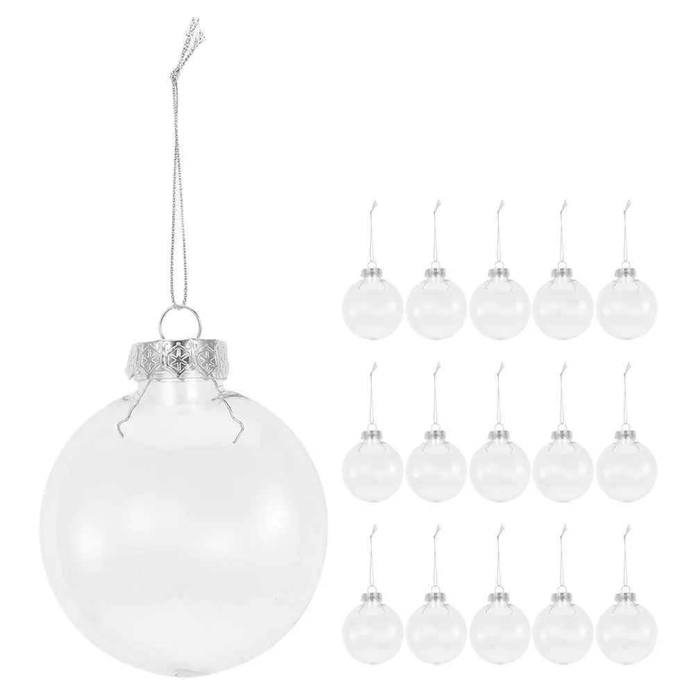 

24pcs Christmas Decorative Balls Clear Plastic Flat Ornament Fillable Discs For Diy Craft Wedding Party Home Decoration Clear