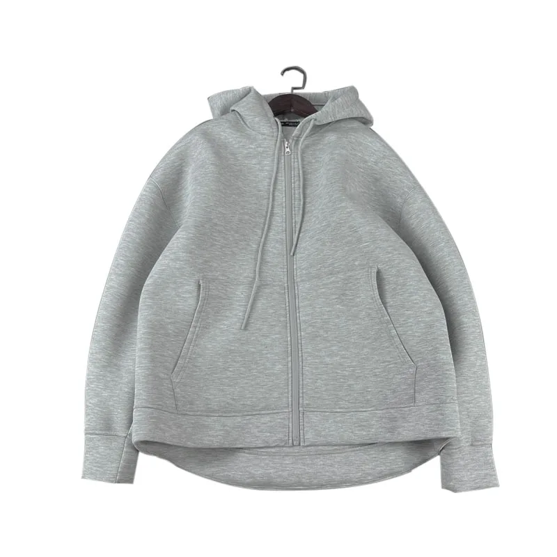 Winter New Women's Zipper Hoodie High Street Unisex style Double Pockets Oversize Loose Sweatshirts Outerwear Top image 4