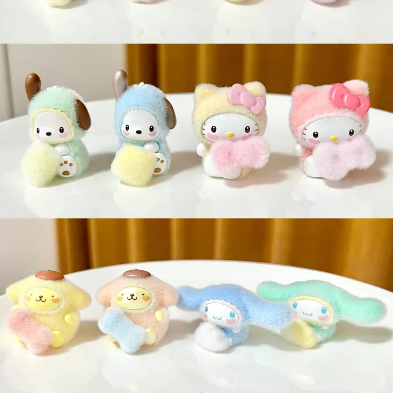 Authentic Sanrio Charaters Rongrong Little Baby Series Flocked Blind Box Cute And Exquisite Ornaments Girl's Gift Surprise Box