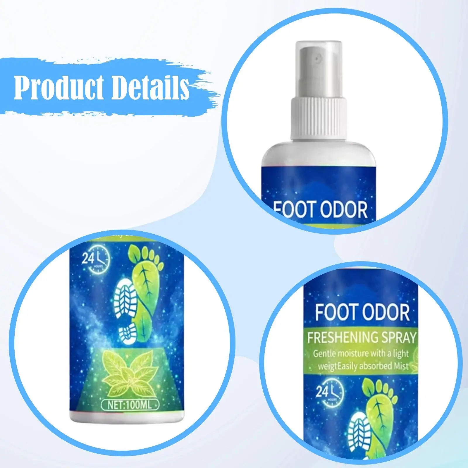 

100ml Shoe Deodorizer Spray Sneakers Cabinet Multipurpose Odor Eliminator