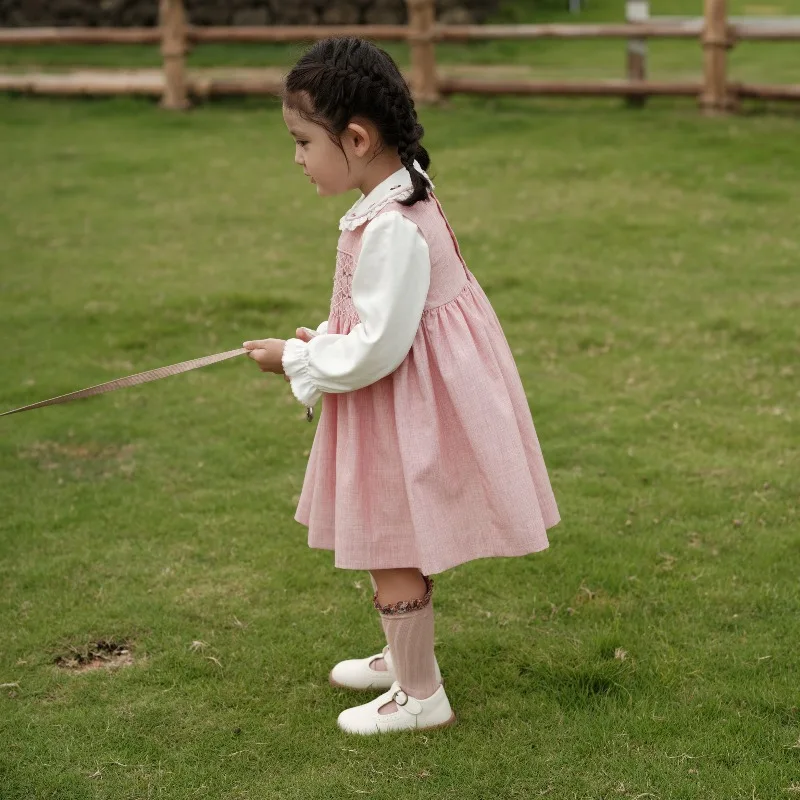 Pink Sweet Infant Princess Dress Handmade Smocking Wrap Cute a Version Girls Vest Boutique Flower Dress for Special Occasions