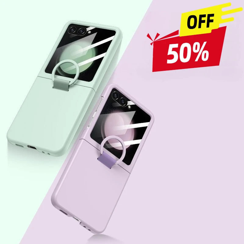 

For Samsung Galaxy Z Flip5 Flip6 Cover with Ring Phone Protection Cover Soft Back Cases