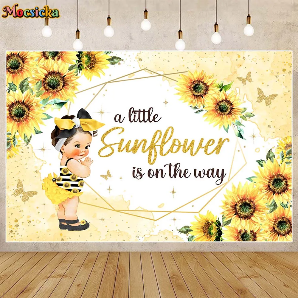 

Mocsicka Sunflowers Baby Shower Backdrop Girl Welcome Party Decor A Little Sunflower Is On The Way Photo Background Banner Props