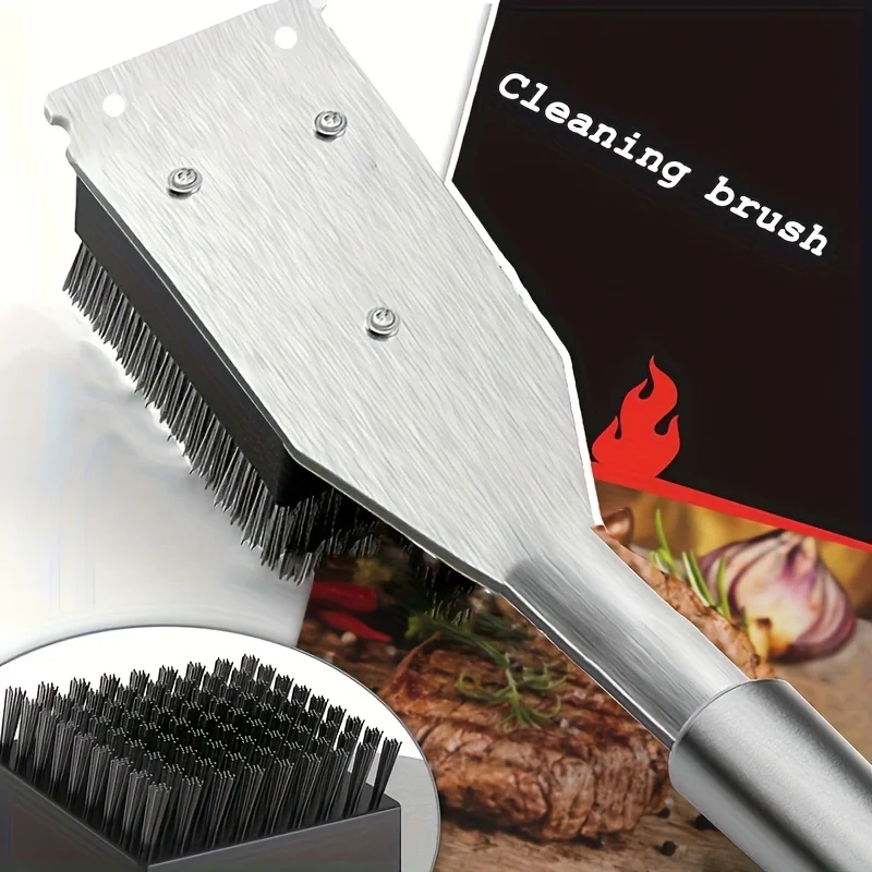 

1pc, Barbecue Brush Grill Brush, Wire Grill Brush For Outdoor Barbecue, Stainless Steel Barbecue Cleaning Brush BBQ Accessories,