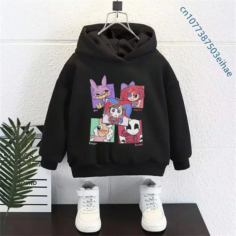 Y2K Kids Hooded Jacket The Amazing Digital Circus Cartoon Costumes Spring Autumn Long Sleeve Boys Girls Street Sport Coats