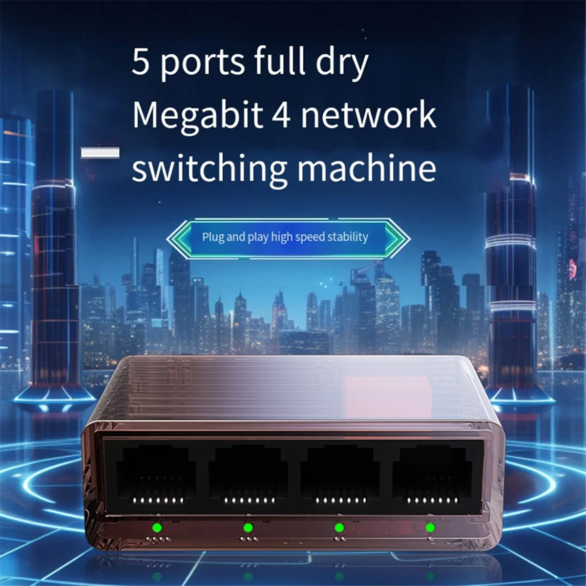 Gigabit Network Cable 1 to 4 Splitter 5-Port Plastic Shell Gigabit Four-Port Network Switch 1 in 4 Out