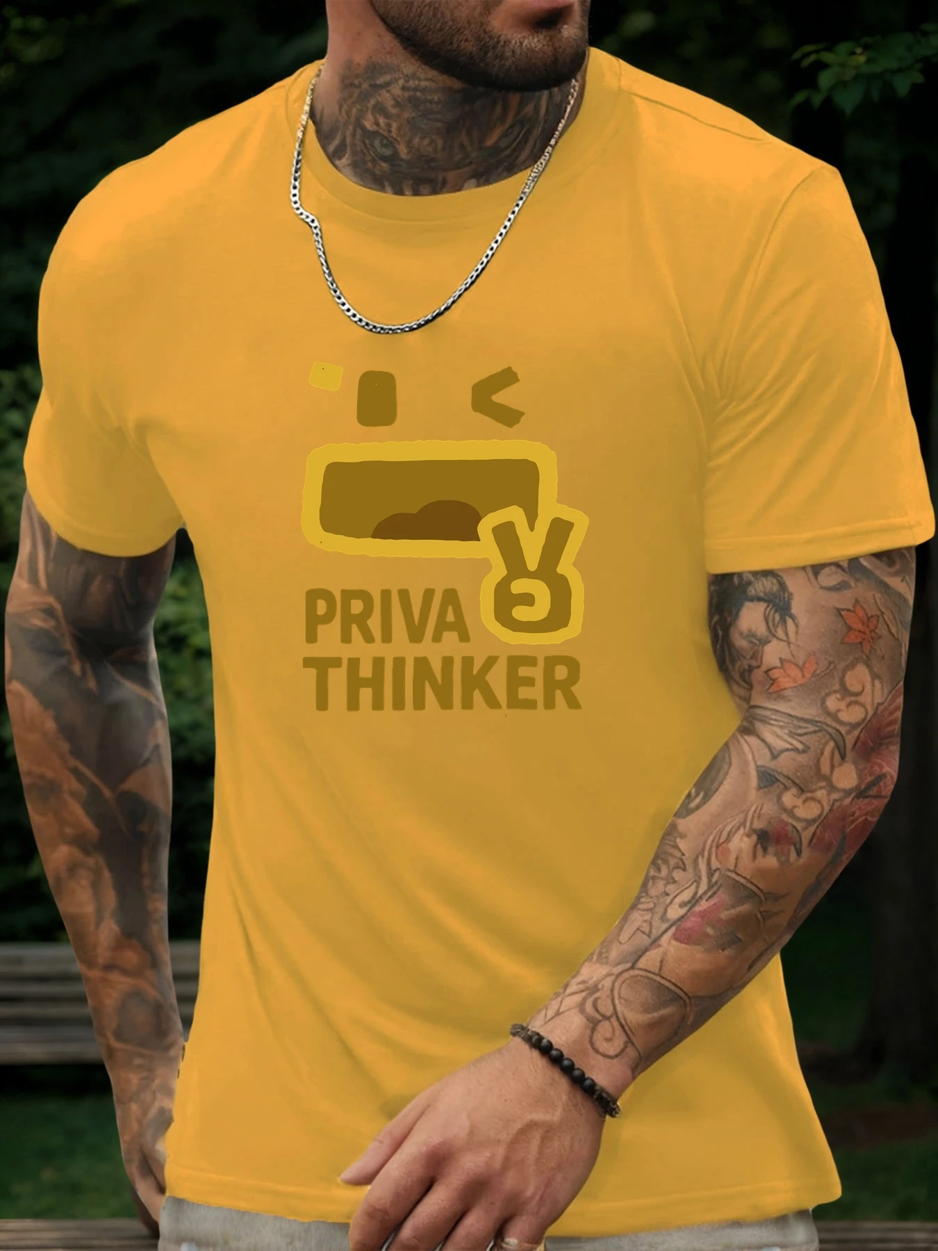 Summer Men's PRIVA THINKER Printed T-Shirt 100% Cotton Soft Lightweight Round Neck Short Sleeve  Breathable Casual Cool Tee