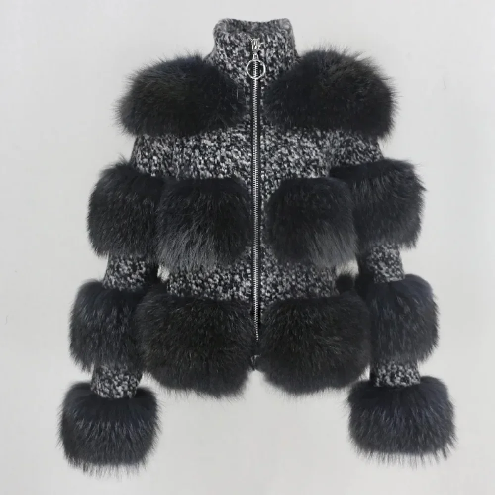OFTBUY Real Fur Coat 2024 Winter Jacket Women Parka Natural Raccoon Fur Woolen Coat Bomber Jacket Korean Streetwear New Oversize