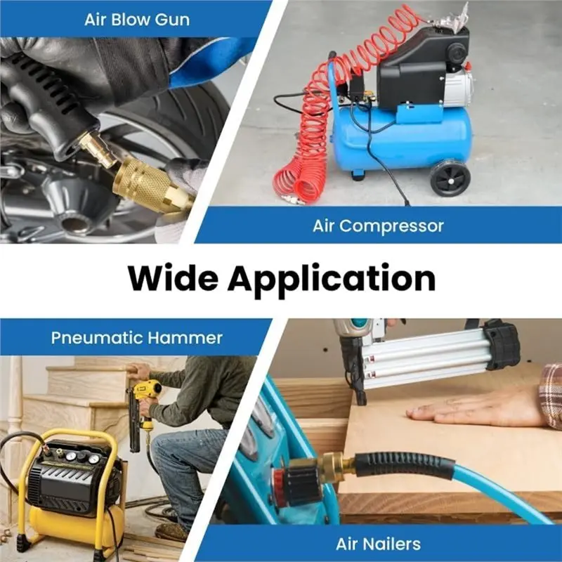 Universal High Flow For Air Compressor Tool Kit- Brass Quick Connect Coupler And Plug, 1/4" NPT For Air Fitting Set