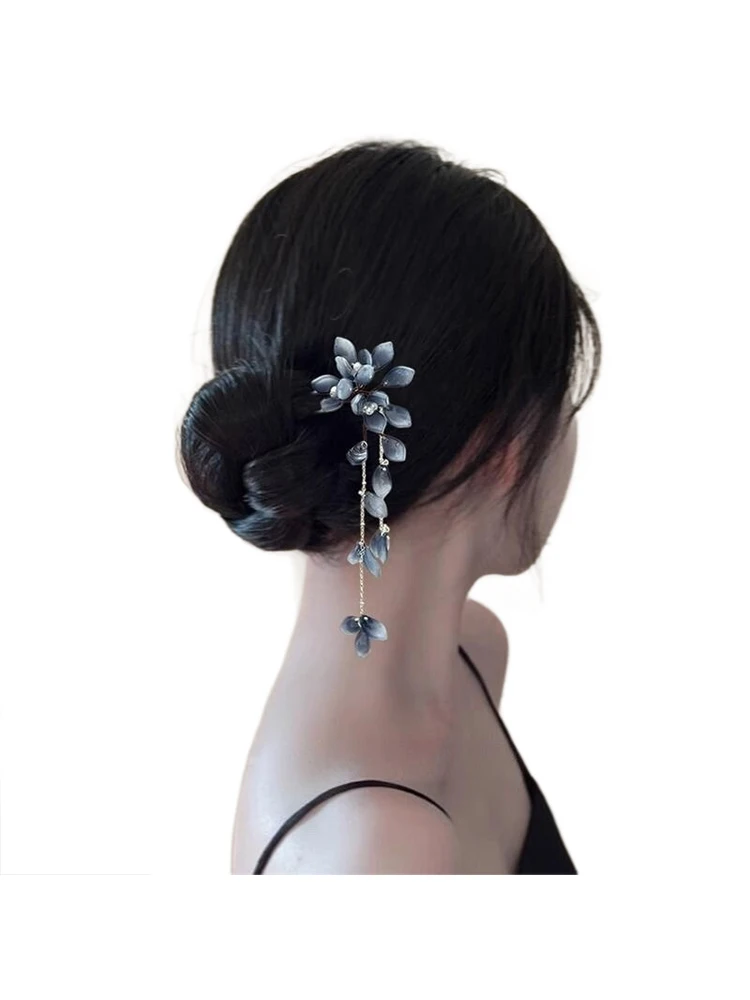 رائعة جديدة النمط الصيني على شكل حرف U عصا الشعر الرجعية شرابة مشبك شعر فتاة عصرية نمط الشعر التبعي عقال ثابت #6