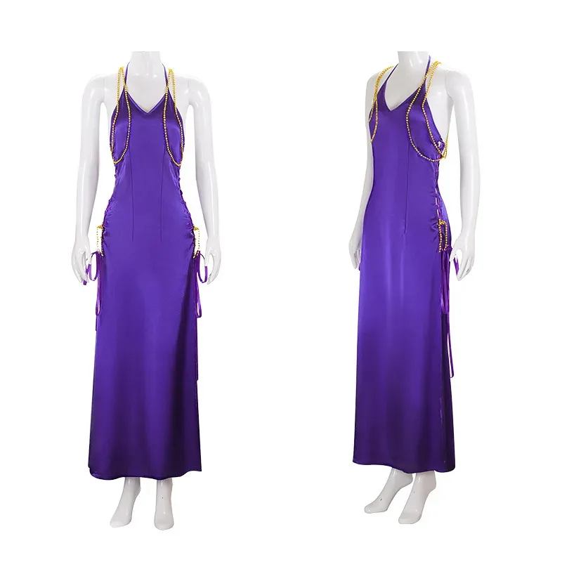 Kostium cosplay Nami dla dorosłych, seksowny strój, fioletowa obcisła sukienka z rozcięciem, strój na Halloween, karnawał, imprezę.