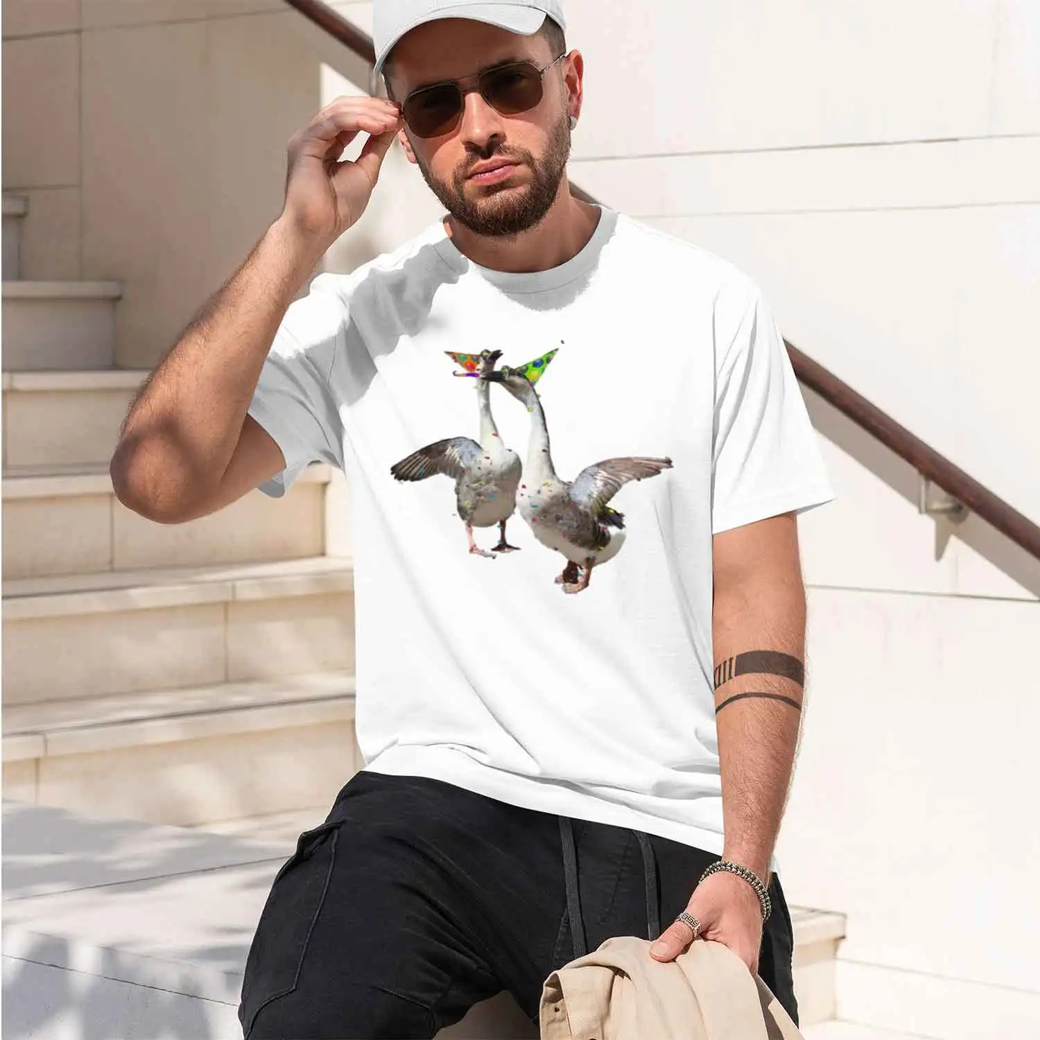 Confetti and Streamers Celebrating Geese T-Shirt t shirts for man grh funny funny t shirts man T-Shirt 2026 New Model Short-slee