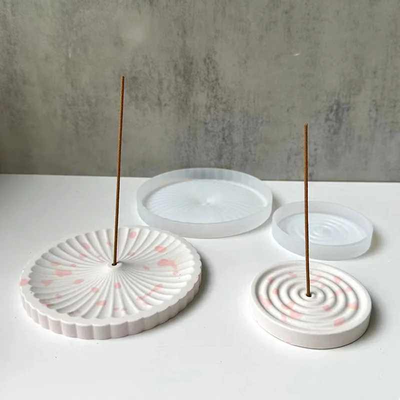 1 Silicone Incense Tray Mold, DIY Circular Pattern Incense Stick Stand, Cement Gypsum Mold, Handicraft for Home Decoration,