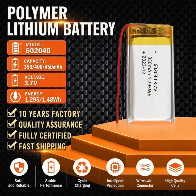 104pcs for 602040 Polymer Lithium Battery 3.7V 400mAh for Light Water Replenishment Instrument Recorder Rechargeable Li-ion Cell