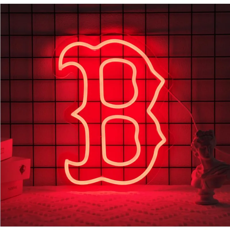 

Red Sox Neon Sign Room Brightness Adjustments USB Powered Man Cave Kids Game Room Gift Birthday Christmas Size 12.5" x 9" (Red B