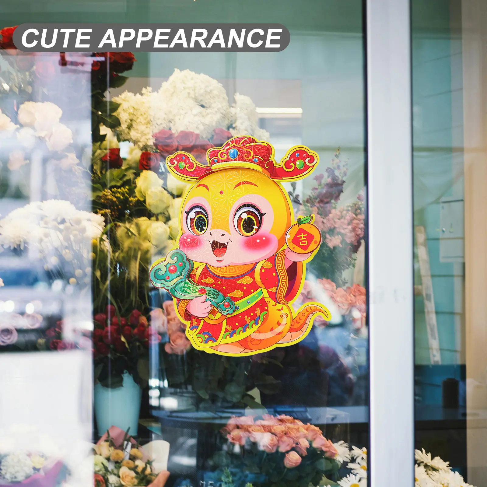 1Pair Lunar New Year Window Clings Glass Stickers Chinese Spring Festival Fu Door Decor Red Lucky Symbol Wear Resistant Self view 5