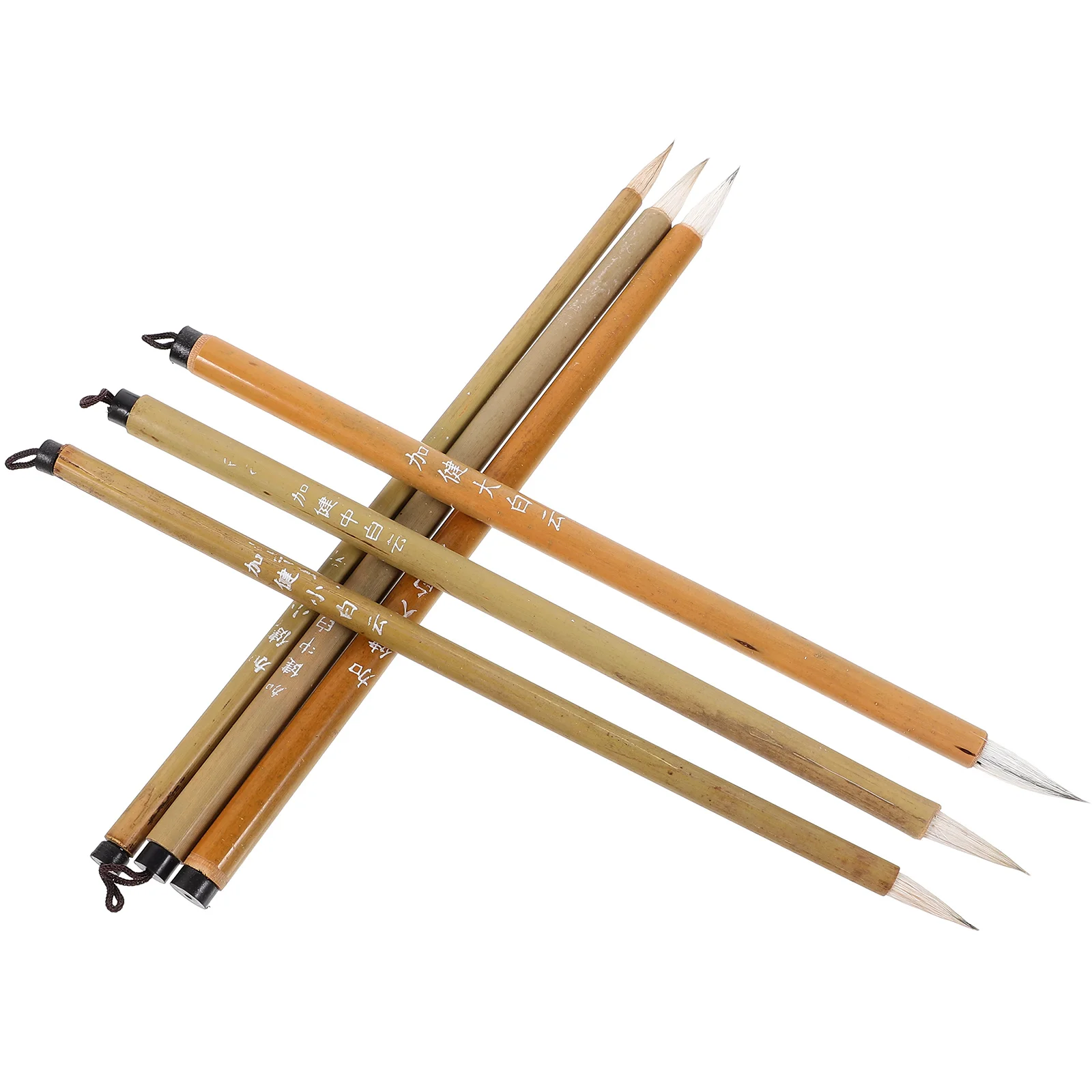 6 Pcs Jianhao Writing Pen Chinese Calligraphy Pens for Beginners Traditional Brush Medium Bamboo Pole Student