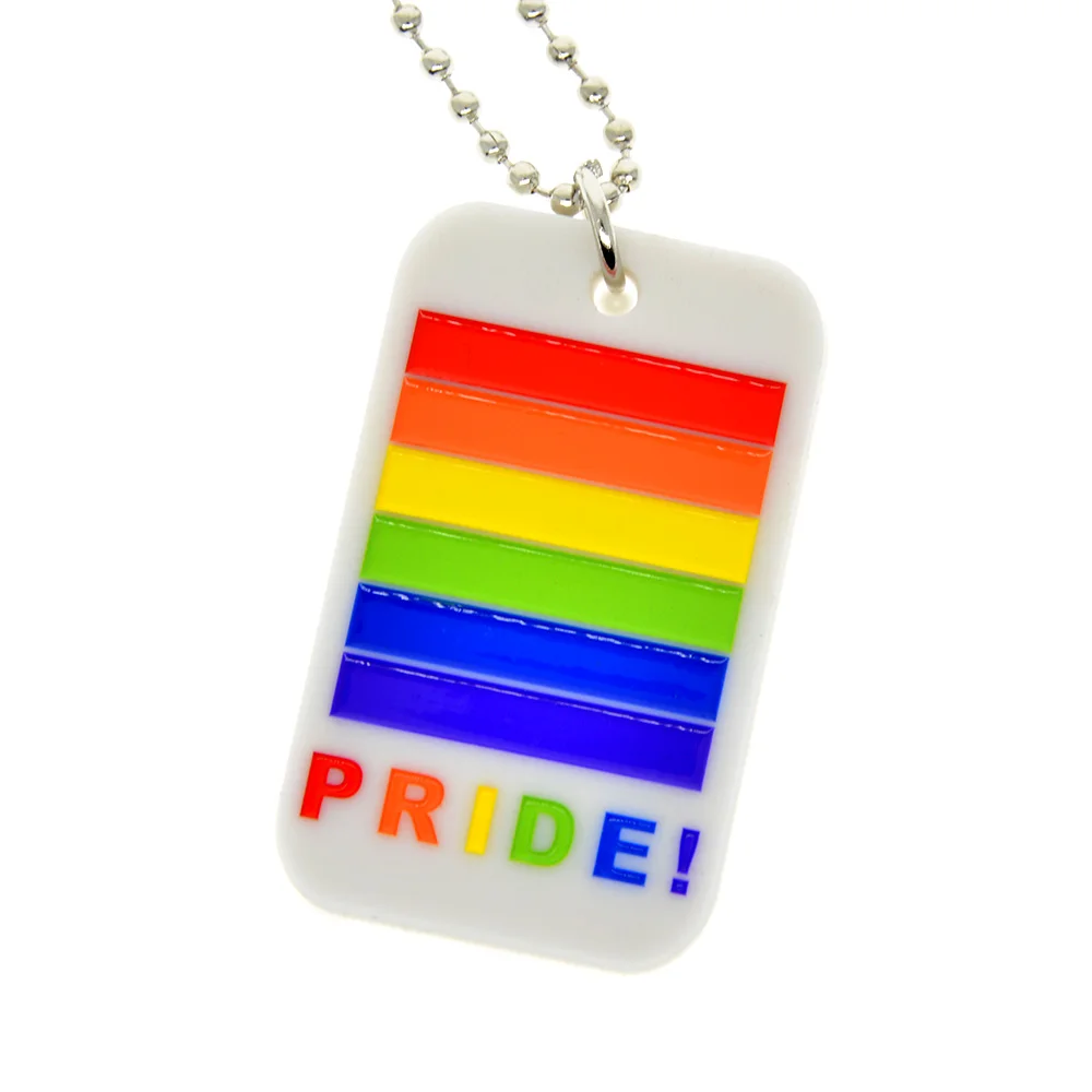 25 Pcs Pride Silicone Dog Tag Pendant Necklace With 24 Inch Ball Chain Rainbow Flag Design Party Decoration Accessories