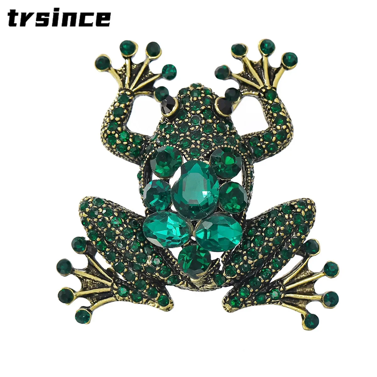 Retro Rhinestone Frog Brooch High-end Niche Green Crystal Frog Corsage Clothing Pin Animal Broches De Luxe Femme