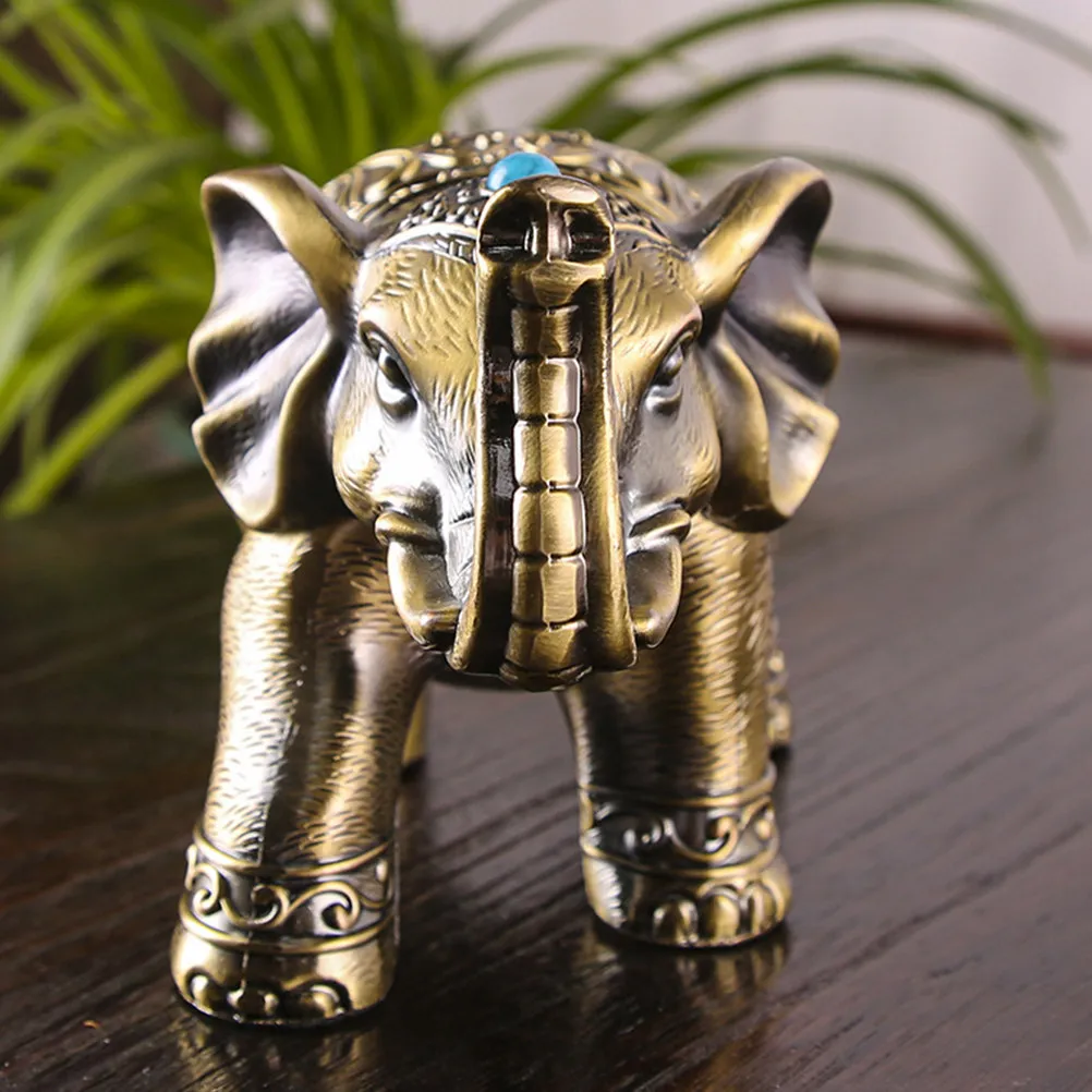 

Ashtray Desktop Decoration Elephant Ornament Chineseashtray with Lid Statue Decorative Home Accessories Golden