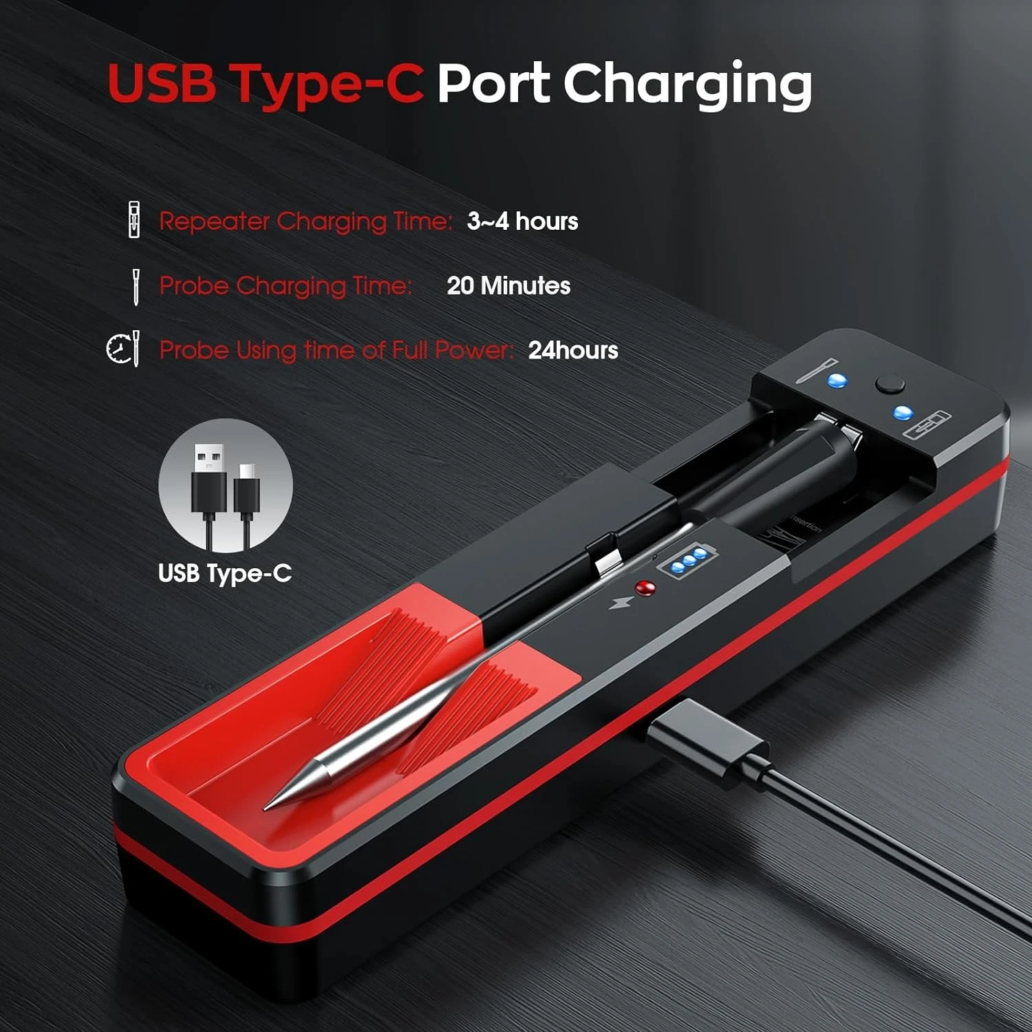 ホットセール-360フィート-bluetoothワイヤレス食品温度計-スマートデジタル家庭用温度計-オーブン、バーベキュー、調理、グリル、飲料用