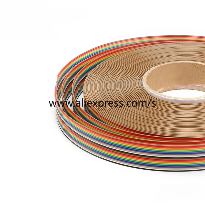 1Meter 16Pin Flat IDC Ribbon Extension Cable 10/14/20/26/34/40/50pin Rainbow Wire With 1.27mm Line Pitch Connect Wires