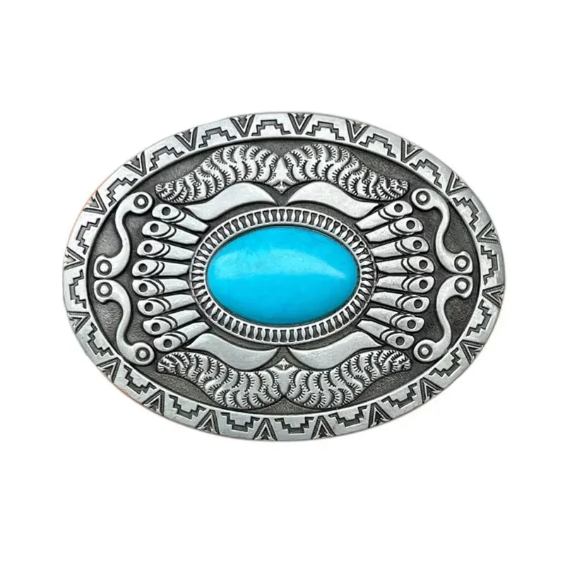 In-stock Zinc Alloy Turquoise Belt Buckles for Western Denim view 4