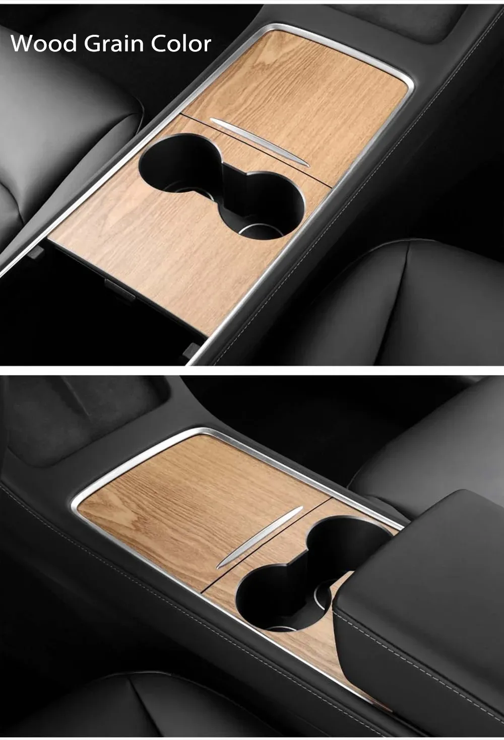Matte White Carbon Fiber Grain Center Console Sticker Panel for Tesla Model 3 Y 2021-2024 High-Quality Interior Accessory