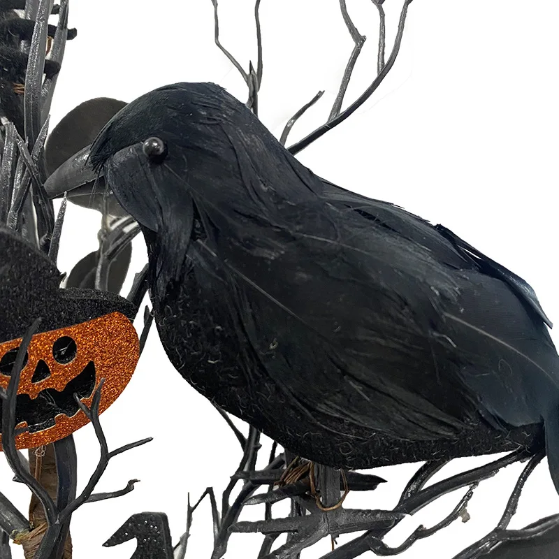 1pcs Halloween Simulation Black Crow  Artificial Black Feather Props Fake Bird Ghost Festival Halloween Decoration Scary Toys