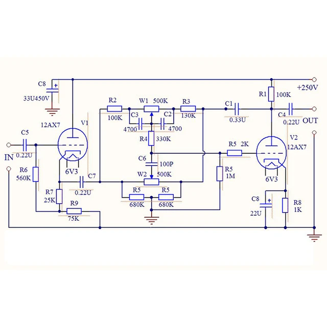 Baxandallタイプ12AX7チューブトーンボードパワーアンプ用プリアンプdiyオーディオアンプ - AliExpress