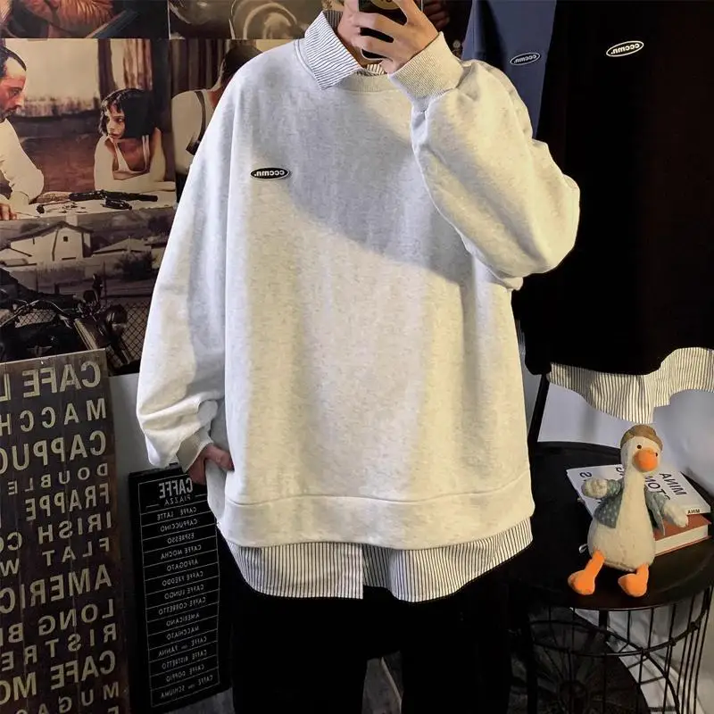 

Loose Fit Men's Hoodie Sweatshirt Large Size 300 Pounds Plaid Design Casual Fashion Outerwear for Autumn Spring Seasons