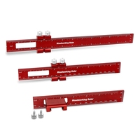 AA46 Woodworking Precision Pocket Ruler Aluminum Slide Ruler Metric Inch T-Type Scribing Ruler Layout Tool With Slide Stops