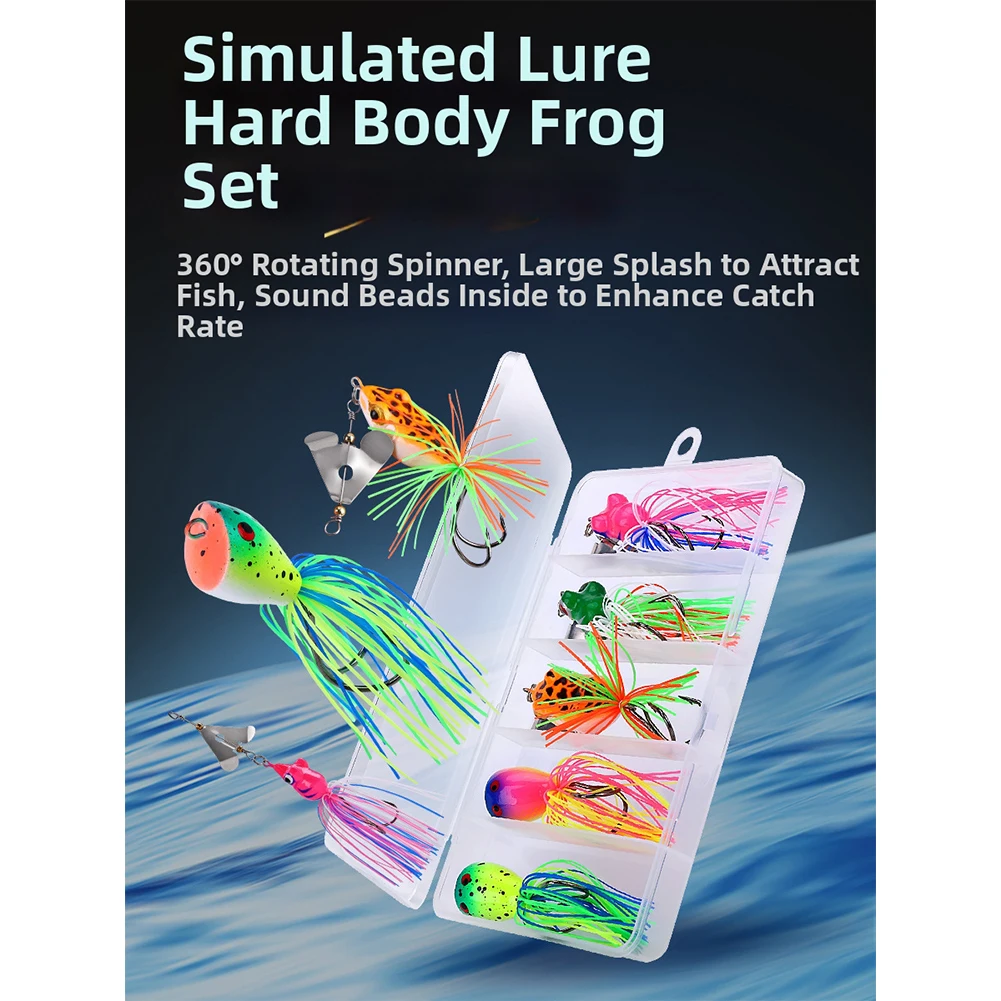 360 Degree Rotating Sequin Frog Lure 10cm 9cm 8.2cm for Bass Pike and Dogfish with Long Distance Throwing Stability