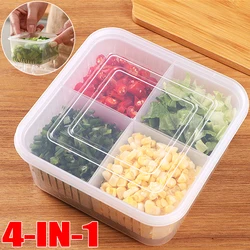 Refrigerator Preservation Box Transparent Double-layer Sealed Box Vegetable Fruit Spring Onion Ginger Garlic Food Grade Drain