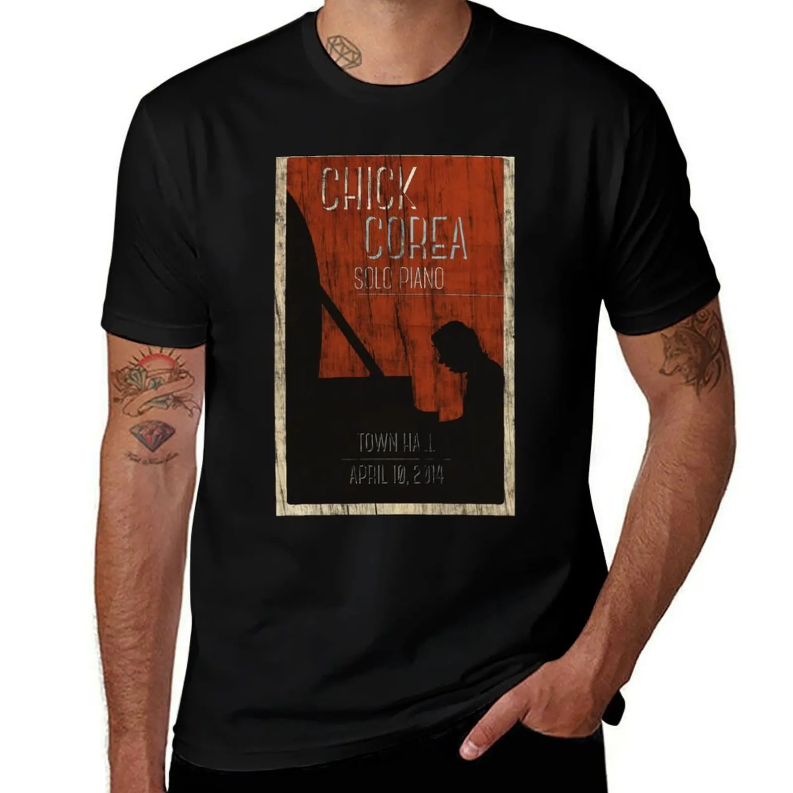 

Chick Corea Solo Piano Vintage T-Shirt Vintage Print Crew Neck Tee
